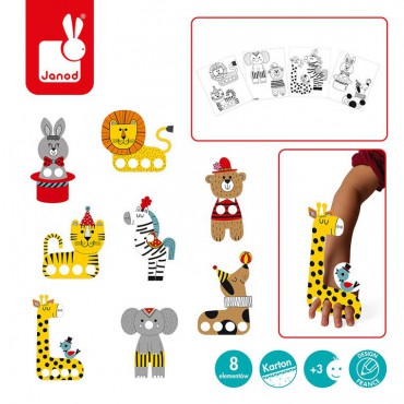 Zestaw kreatywny Papierowe marionetki na palce Cyrkowe zwierzęta 3+, Janod