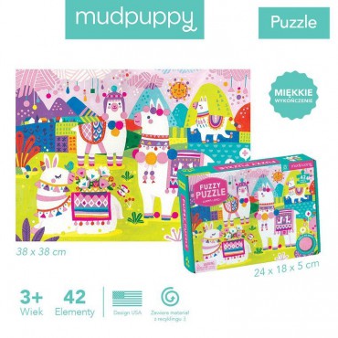 Puzzle sensoryczne z miękkimi aplikacjami Lamy 42 elementy Mudpuppy