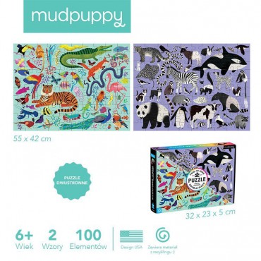 Puzzle dwustronne Królestwo zwierząt 100 elementów Mudpuppy