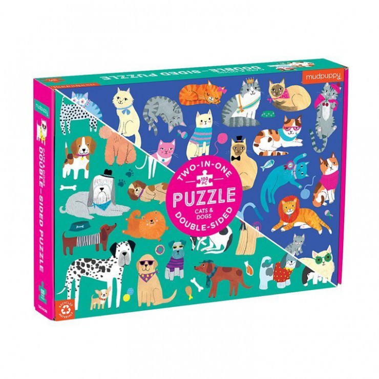 Puzzle dwustronne Koty i psy 100 elementów Mudpuppy - 1