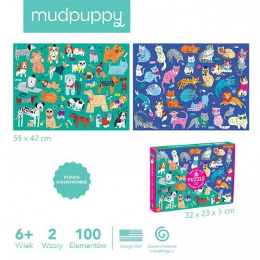 Puzzle dwustronne Koty i psy 100 elementów Mudpuppy - 4