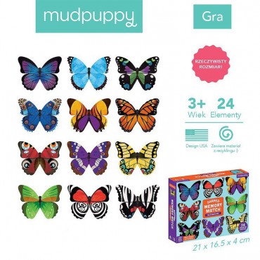 Gra Memory Motyle z elementami w kształcie motyli Mudpuppy