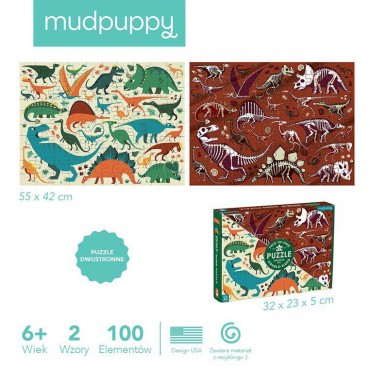 Puzzle dwustronne Dinozaury 100 elementów Mudpuppy - 10