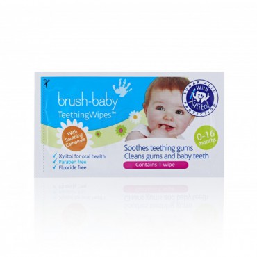 Brush-Baby Teething Wipes - gaziki higieniczne z rumiankiem (0-16 miesięcy) (20 szt.) - 3