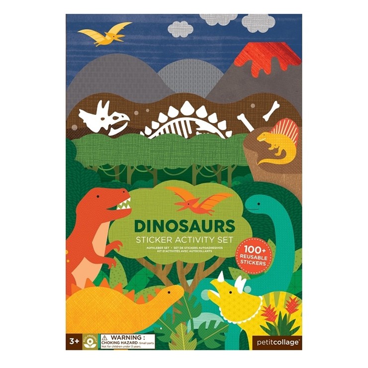 Naklejki wielorazowe z planszą Dinozaur Petit Collage