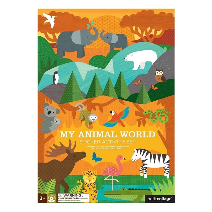 Naklejki wielorazowe z planszą Zwierzęta Świata Petit Collage