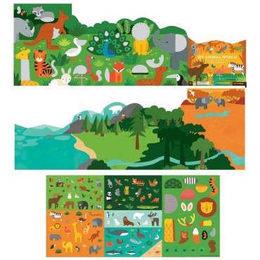 Naklejki wielorazowe z planszą Zwierzęta Świata Petit Collage