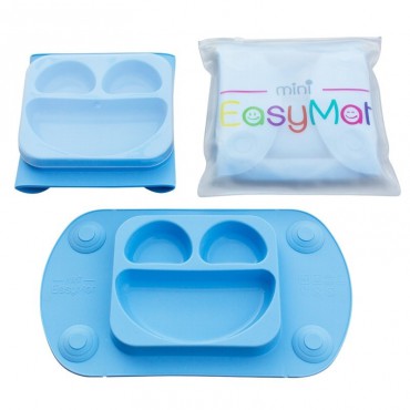 EasyMat Mini 2in1 BLUE silikonowy talerzyk z podkładką lunchbox EasyTots