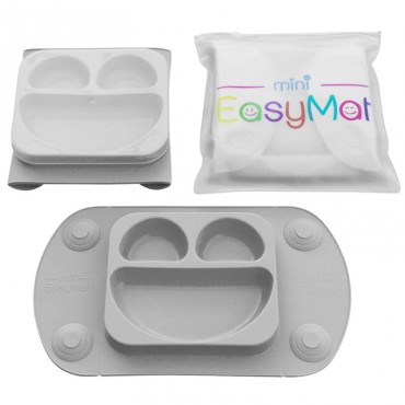 EasyMat Mini 2in1 GREY silikonowy talerzyk z podkładką lunchbox EasyTots