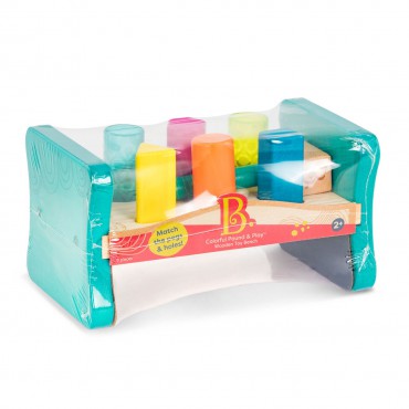 Colorful Pound & Play – drewniany sorter z młotkiem – wbijanka B.Toys