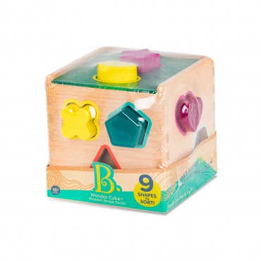 Wonder Cube – drewniana kostka-sorter kształtów i kolorów B.Toys