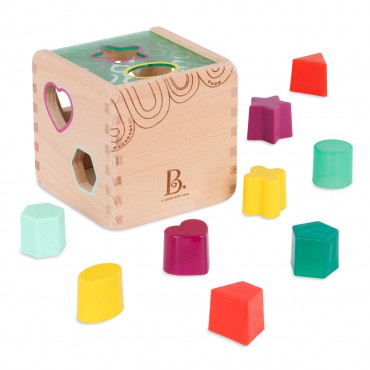 Wonder Cube – drewniana kostka-sorter kształtów i kolorów B.Toys