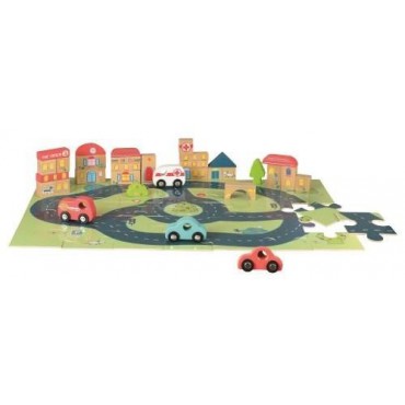 Drewniane puzzle, miasto i samochodziki Egmont Toys