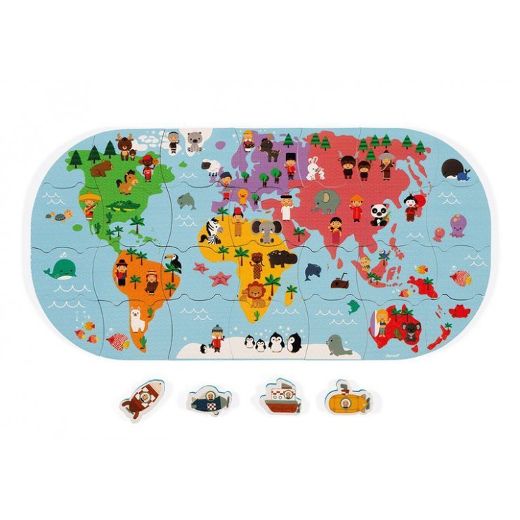 Puzzle do kąpieli Mapa świata 28 elementów  Janod - 1