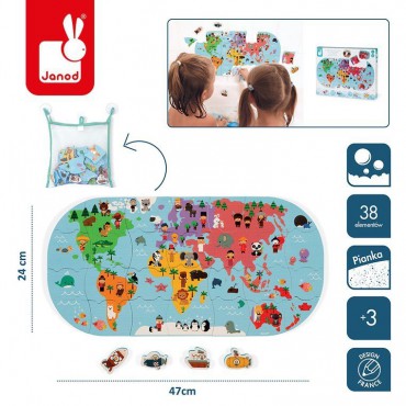 Puzzle do kąpieli Mapa świata 28 elementów  Janod - 7