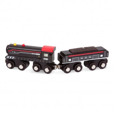 Wood&Wheels drewniany pociąg czarny B.Toys