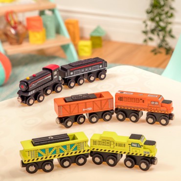 Wood&Wheels drewniany pociąg czerwony B.Toys