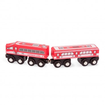 Wood&Wheels drewniany pociąg czerwony B.Toys