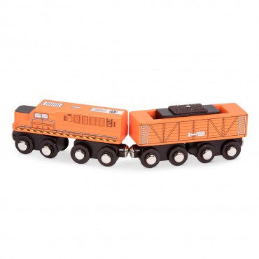 Wood&Wheels drewniany pociąg pomarańczowy B.Toys