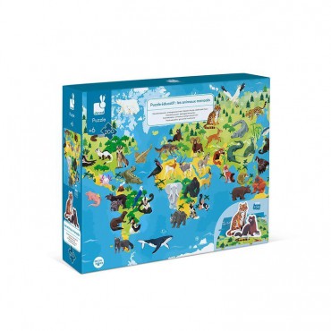 Puzzle edukacyjne z figurkami 3D Zagrożone gatunki 200 el 6+ Janod - 12