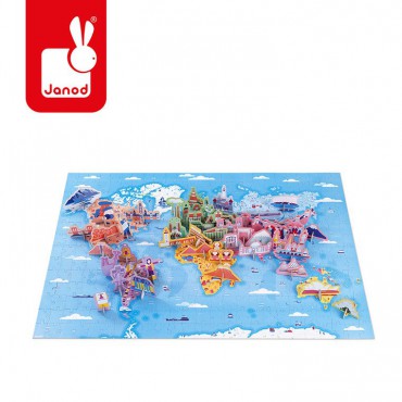 Puzzle edukacyjne z figurkami 3D Cuda świata 350 el. 7+ Janod - 17