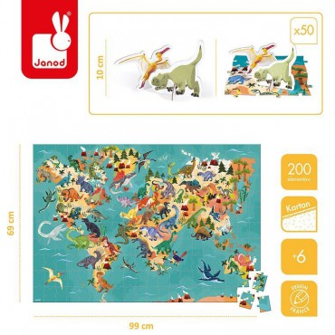 Puzzle edukacyjne z figurkami 3D Dinozaury 200 el. 6+ Janod - 13