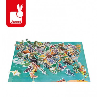 Puzzle edukacyjne z figurkami 3D Dinozaury 200 el. 6+ Janod - 16