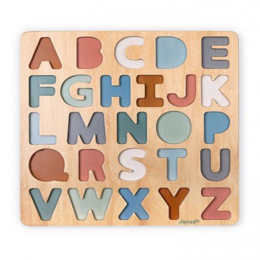 Drewniane puzzle Alfabet 3D z tablicą Sweet Cocoon Janod - 7