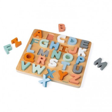 Drewniane puzzle Alfabet 3D z tablicą Sweet Cocoon Janod - 9