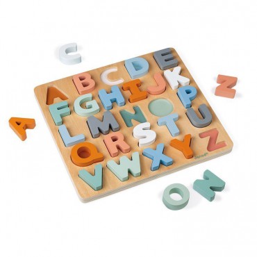 Drewniane puzzle Alfabet 3D z tablicą Sweet Cocoon Janod - 10