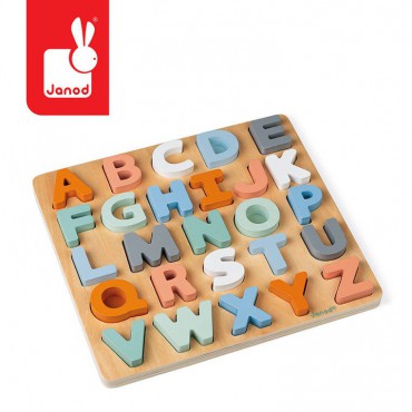 Drewniane puzzle Alfabet 3D z tablicą Sweet Cocoon Janod - 14