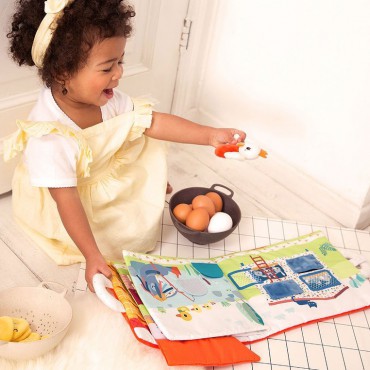Książeczka z mini-przytulankami wielofunkcyjna „Paulette szuka swoich kurczaczków” Kokoszka Paulette Lilliputiens