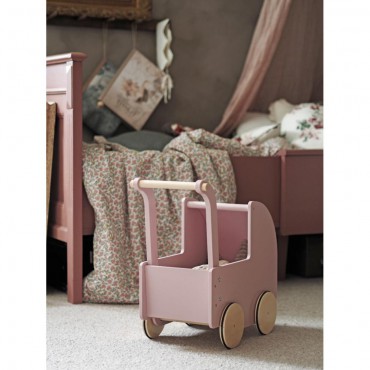 Drewniany wózek dla lalek pastelowo różowy Jabadabado - 1