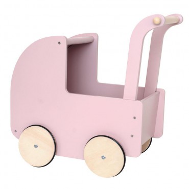 Drewniany wózek dla lalek pastelowo różowy Jabadabado - 3