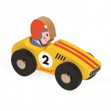 Wyścigówka drewniana Racer Janod (czerwona i żółta)