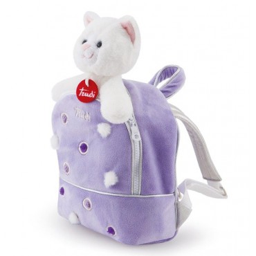 Pluszowy kotek w liliowym plecaku Trudi