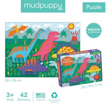 Puzzle sensoryczne z miękkimi aplikacjami Dinozaury 42 elementy 3+ Mudpuppy