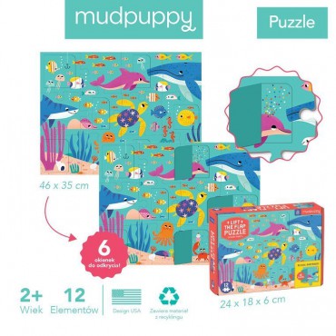 Puzzle z okienkami Przyjęcie w oceanie 12 elementów 2+ Mudpuppy
