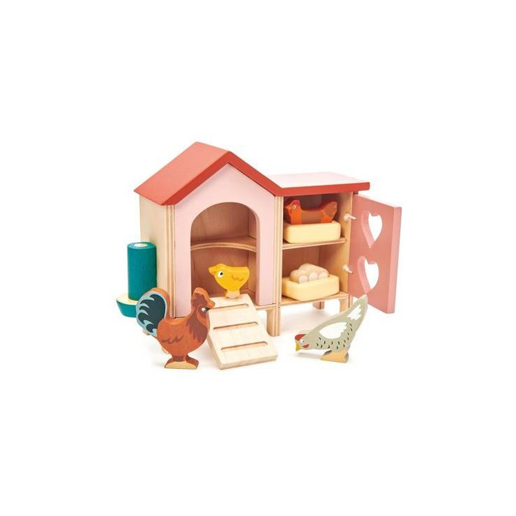 Drewniane figurki do zabawy - kurnik z kurami Tender Leaf Toys - 1