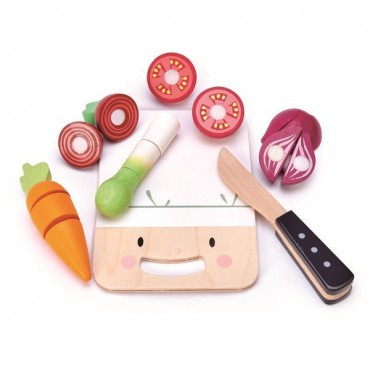 Drewniana deska z warzywami do krojenia Mini Chef Tender Leaf Toys - 1