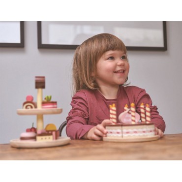 Czekoladowy drewniany tort urodzinowy, Tender Leaf Toys - 3