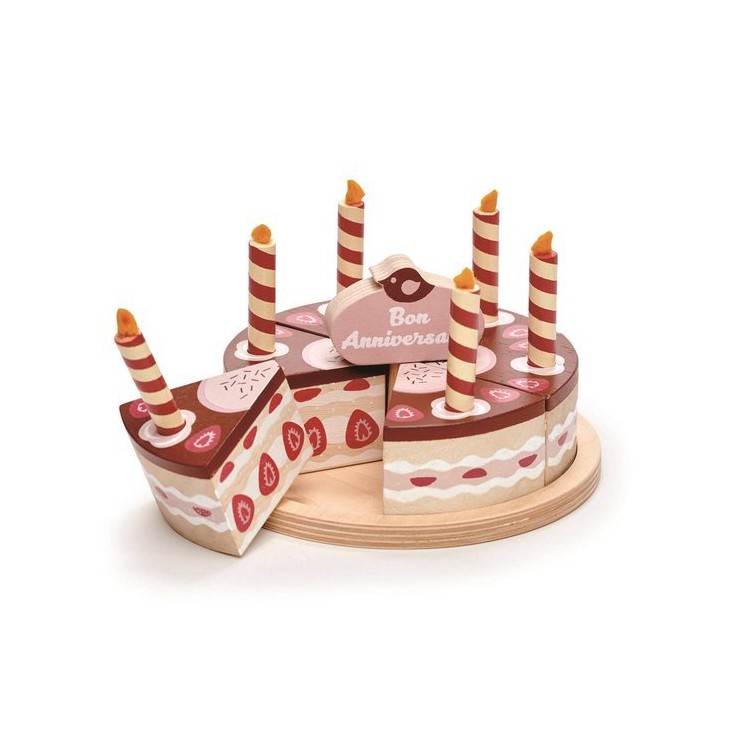Czekoladowy drewniany tort urodzinowy, Tender Leaf Toys - 1