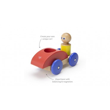Drewniane klocki magnetyczne BABY & TODDLER Magnetic Racer Poppy Blue Tegu