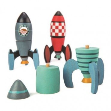 Drewniane rakiety kosmiczne zabawka konstrukcyjna Tender Leaf Toys - 6