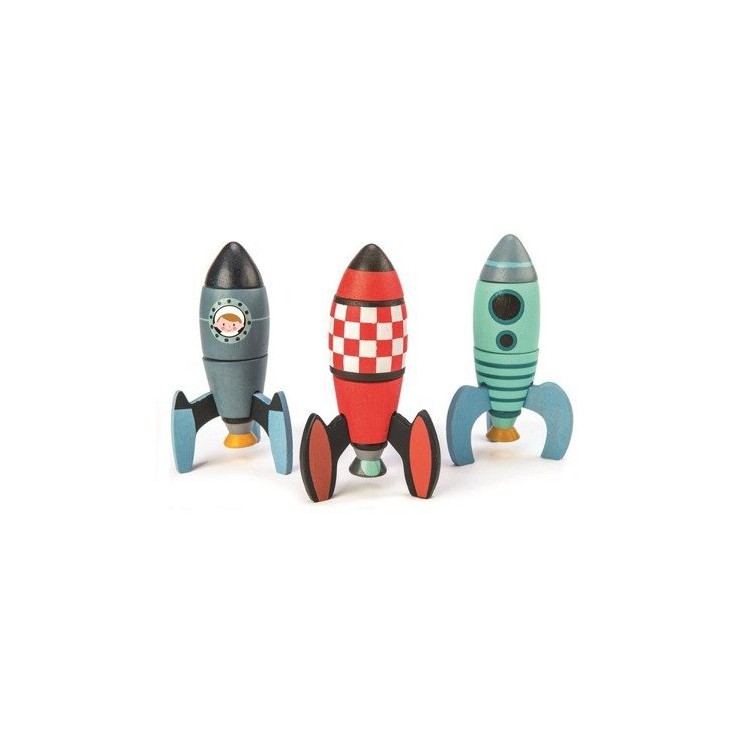 Drewniane rakiety kosmiczne zabawka konstrukcyjna Tender Leaf Toys - 1