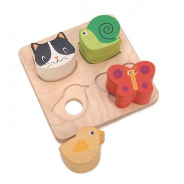 Drewniana zabawka sensoryczna - Zwierzęta - kształty i faktury Tender Leaf Toys