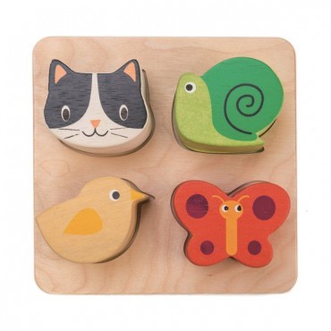 Drewniana zabawka sensoryczna - Zwierzęta - kształty i faktury Tender Leaf Toys