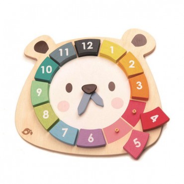 Drewniana zabawka edukacyjna - Kolorowy zegar Miś Tender Leaf Toys - 2