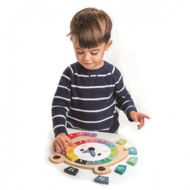 Drewniana zabawka edukacyjna - Kolorowy zegar Miś Tender Leaf Toys - 3