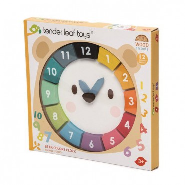 Drewniana zabawka edukacyjna - Kolorowy zegar Miś Tender Leaf Toys - 4